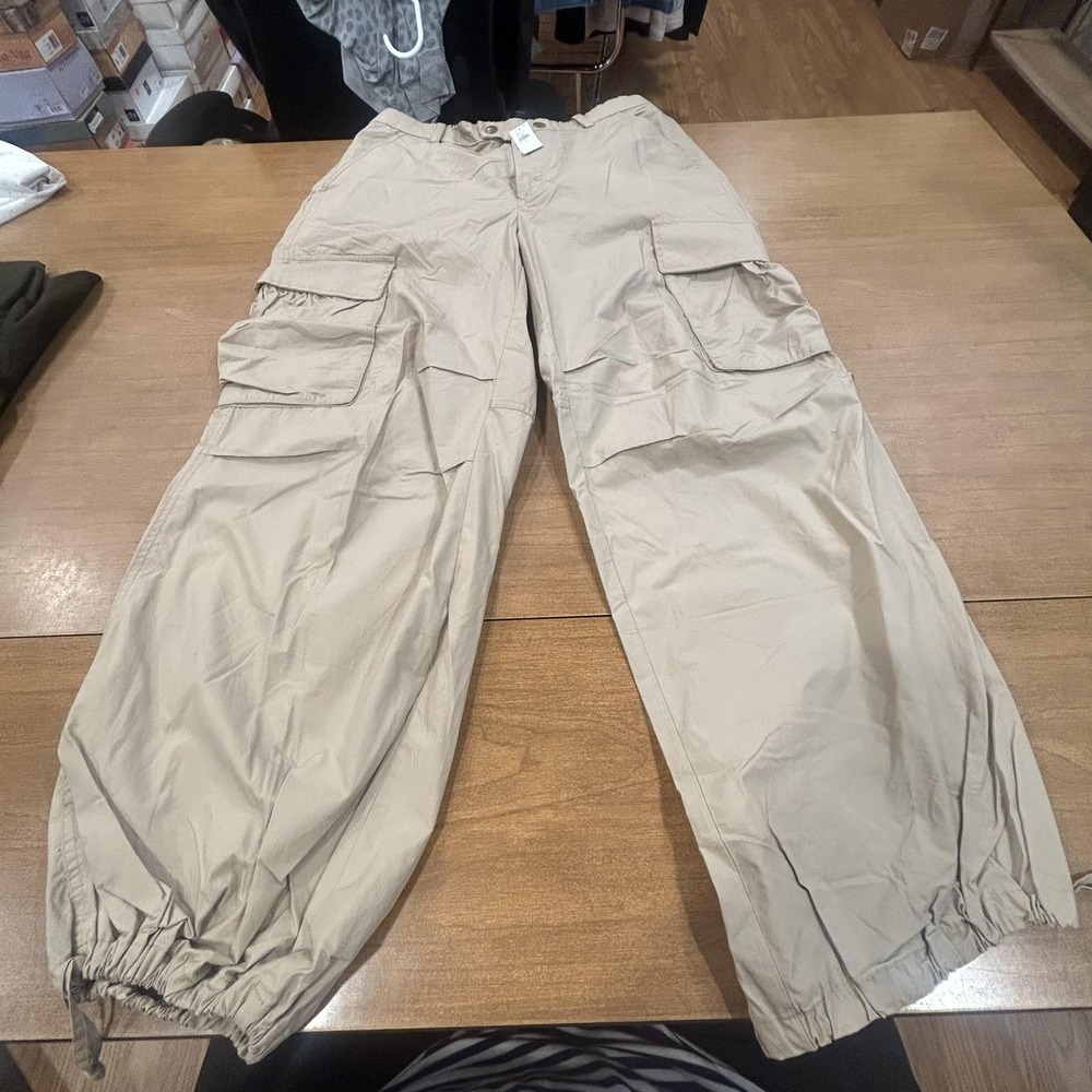 Banana Republic Pants Womans Large Beige Cargo Cotton Elastic Waist Relaxed